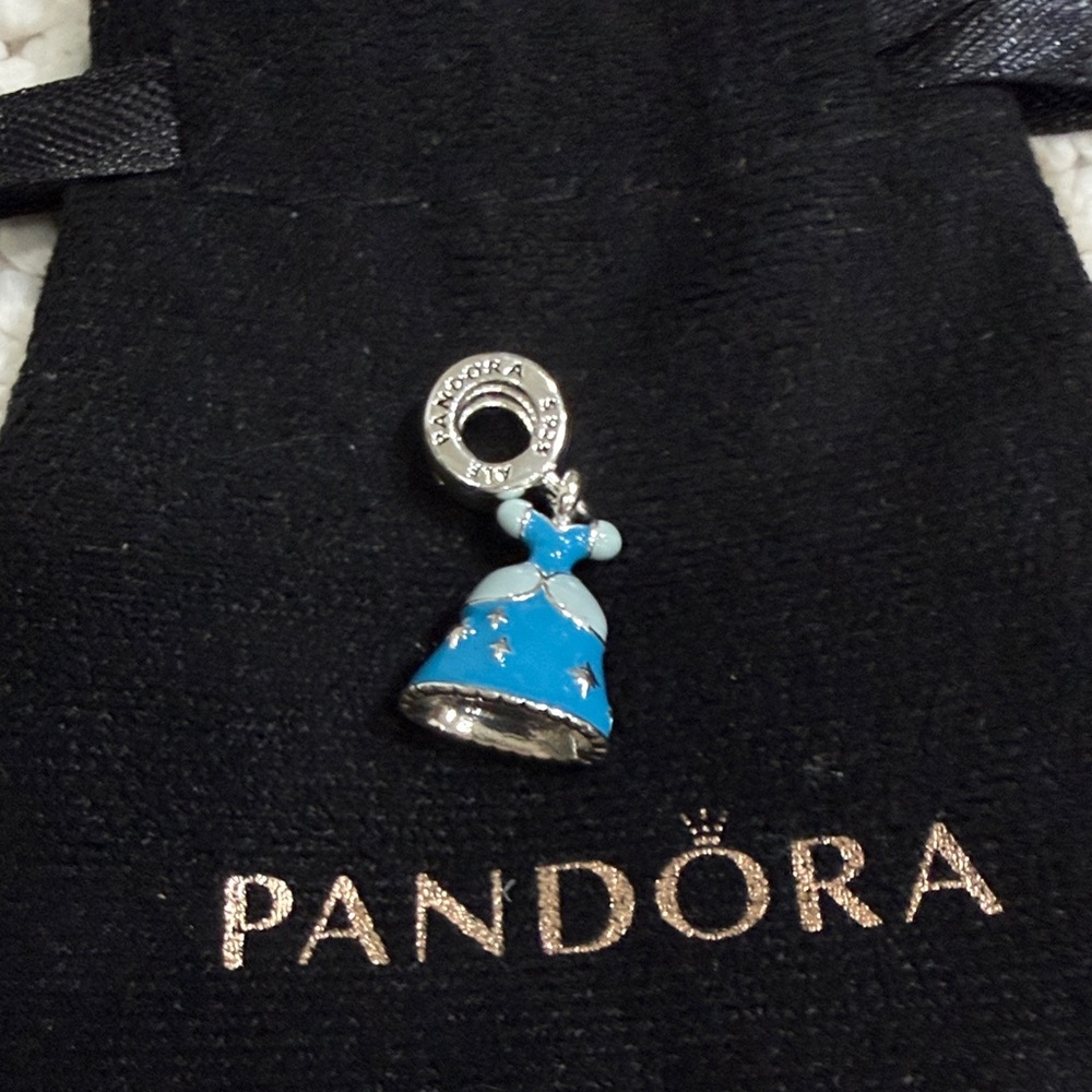 Pandora Silver Disney Cinderella Blue Dress Charm